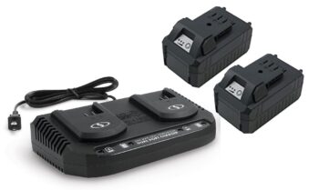 Snow + Sun Joe 24 Volt Bundle (2) 5.0-Ah Batts and Dual Quick Charger (Open Box)